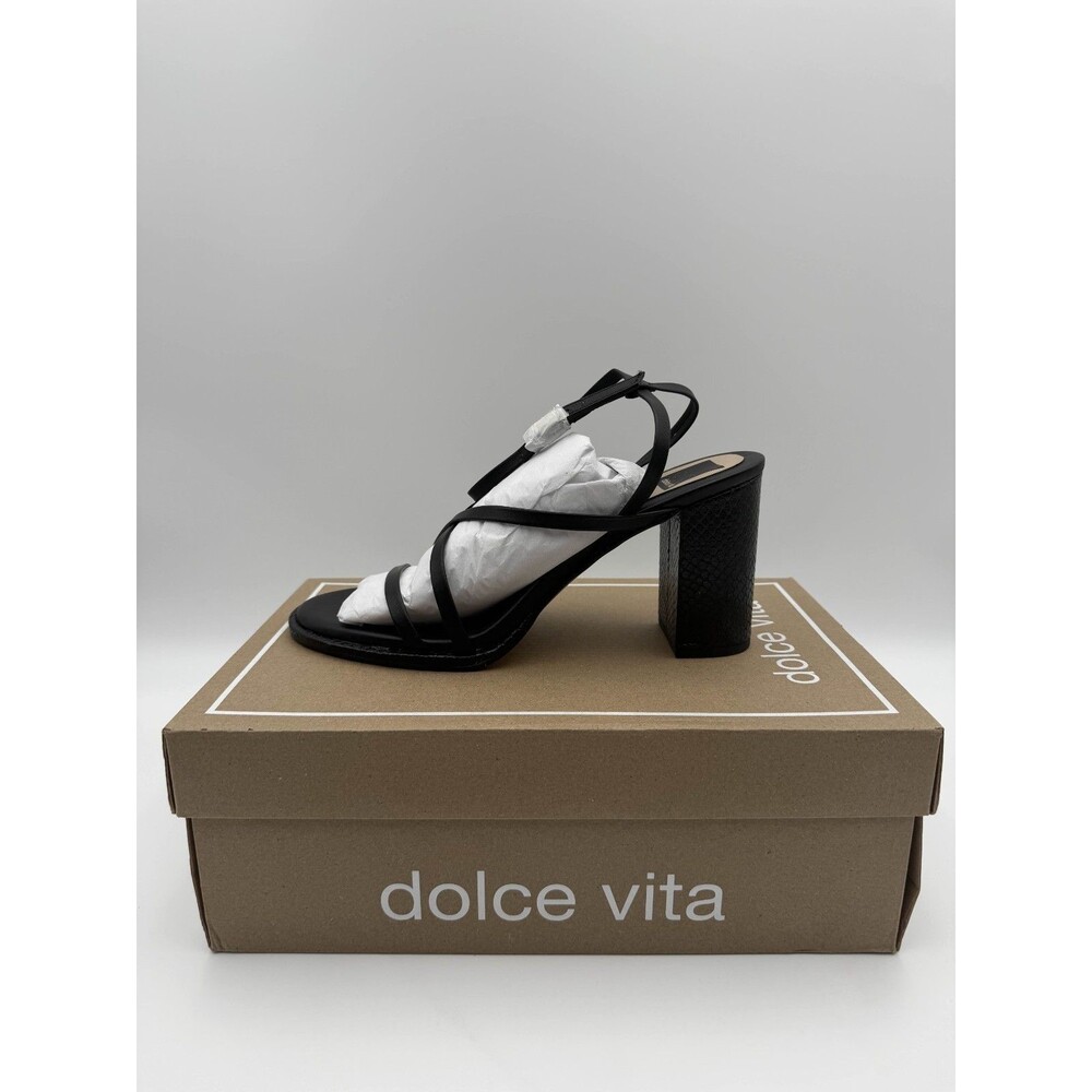 Dolce Vita Barly Black Leather Heeled Sandals Size 9 VBARLY 001090